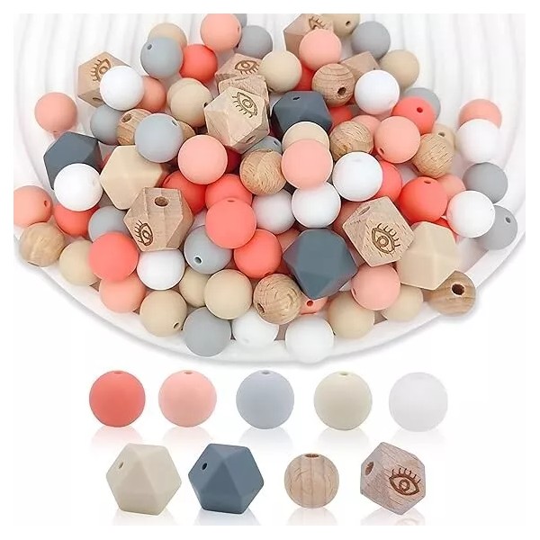 240 PCS Silicone Beads 15mm Kit, DIY Silicone Beads for