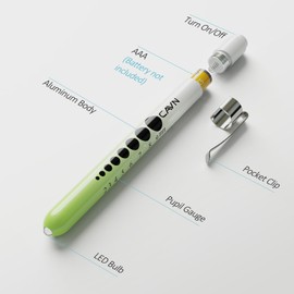 CAVN Pen Light, Penlight with Pupil Gauge LED Penlight for Nurses Doctors, 2 Pcs Reusable Medical Pen for Nursing Students