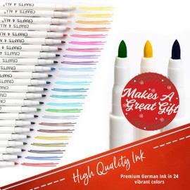 Crafts 4 All Fabric Pens for Clothes - Pack of 24 No Fade, Fabric Markers Permanent for Textile - No Bleed, Machine Washable Shoe Markers for Fabric Decorating - Laundry Marker, Erases Stains Easily