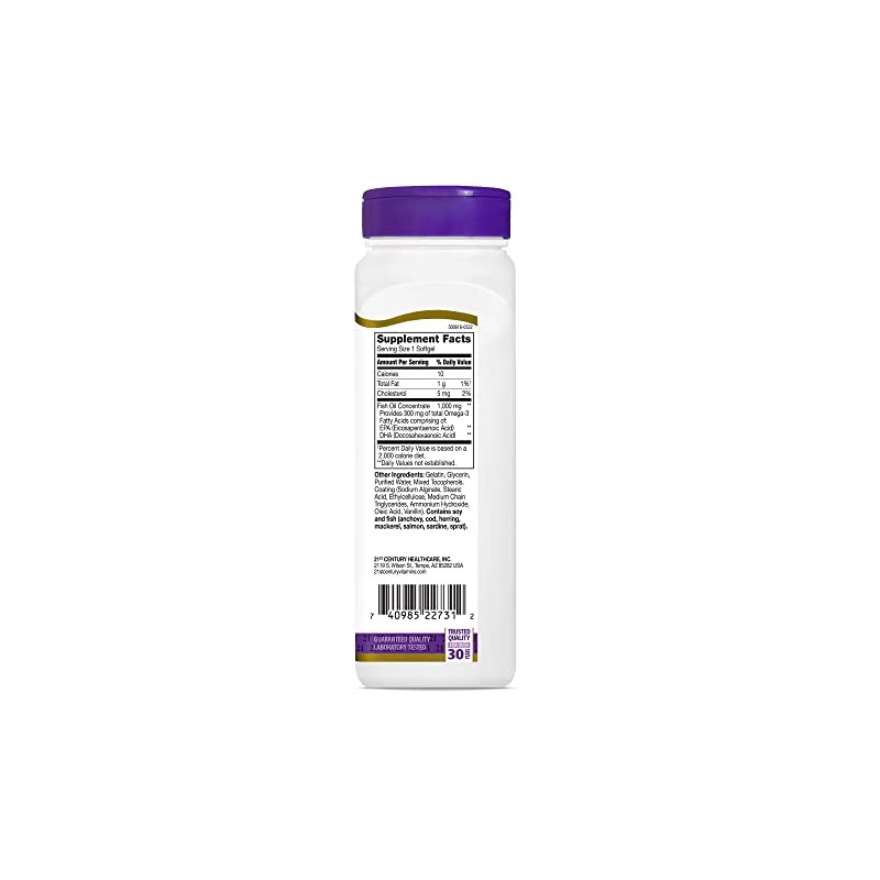 21st Century Fish Oil 1000 mg Enteric Coated Softgels, 90
