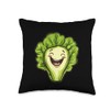Romaine Lettuce Smiling Comic Style Throw Pillow