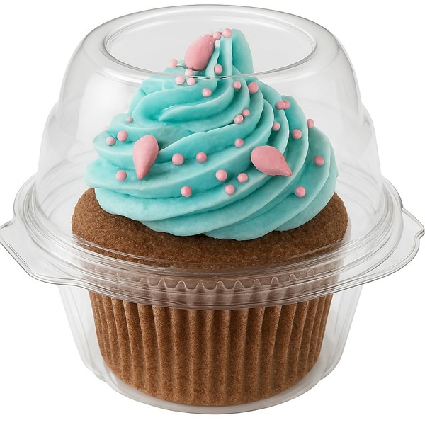 Stock Your Home Individual Plastic Cupcake Containers Disposable with Connected