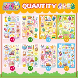 24 Sheets Easter Stickers for Kids 342PSC Spring Stickers Easter Stickers for Easter Eggs Easter Bunny “Happy Easter, Easter Treats for Kids, Easter Basket Stuffers