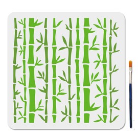 MAYJOYDIY Bamboo Painting Stencil Bamboo Forest Leaves Stencil 30 x 30 cm Repeating Bamboo Pattern Plants Template with Brush for Wood Walls Window DIY Home Decoration