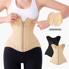 Waist Cincher for Women Shapewear Workout Girdle Tummy Control Shaper Slimming Waist Trainer Corset with Zipper (Apricot, XX-Small)
