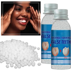 Provisional Tooth Repair Kit, Provisional Fake Teeth Replacement Kit for Provisional Restoration of Missing & Broken Teeth Replacement Dentures, DIY Heat Fit Beads. 【30Ml -2 Bottle】