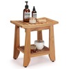 Teak Shower Bench Stool, 14'' Compact Waterproof Wooden Sauna Bath
