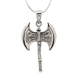 Treasure Bay Men's Silver Necklace - 925 Sterling Silver Viking Axe Pendant on Chain - Mens Womens Silver Vikings Necklace