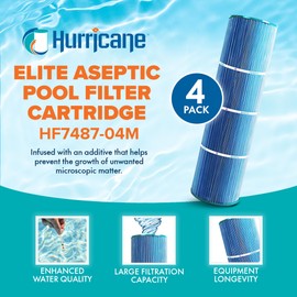 Hurricane Filters 4 Pack HF7487-04M Elite Aseptic Pool Filter Cartridge - Replacement for PA100N, Unicel C-7487, Filbur FC-1270, Hayward Super-Star-Clear C4000, SwimClear C4020