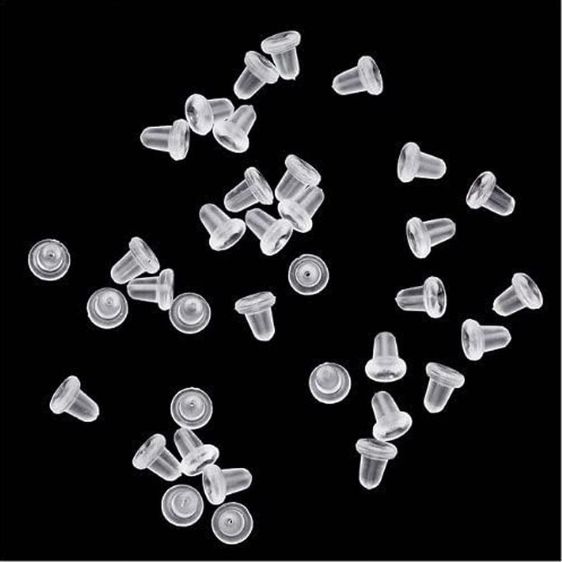 Haobase 200Pcs Clear Rubber Bullet Clutch Earring Safety Backs
