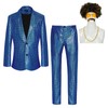 Men's Disco Costume Shiny Sequin Suits Set 70s Party Outfits(Z2706BUST,XL)