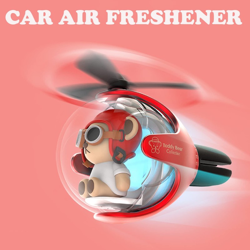 Helicopter Bear Pilot Car Air Freshener (Red)