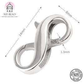 MY-BEAD Large Chain Clasp 925 Silver Double Jewellery Clasp 14 mm Necklaces Necklace Bracelet DIY