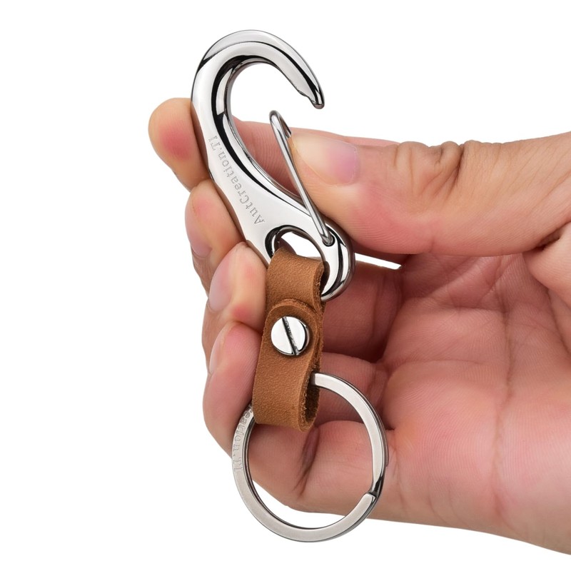 [AutCreation] Titanium Carabiner Key Chain Key Ring Lightweight Keychain Silver