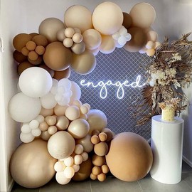 Xugoox 122Pcs Brown Balloons Garland Arch Kit, Cream Coffee Blush Nude Latex Balloons for Neutral Baby Bridal Shower Wedding Woodland Teddy Bear Baby Shower Party Decorations