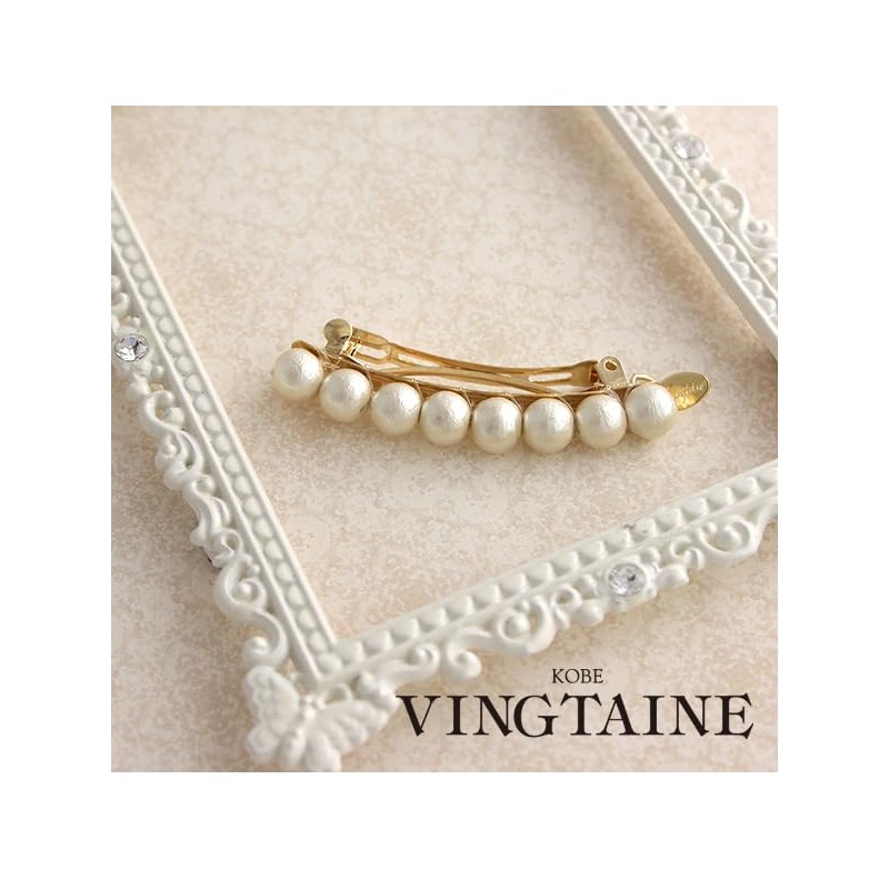 [ヴァンテーヌ] VINGTAINE コットンパール バレッタ Sサイズ シンプル オフィス ヘアアクセサリー H-597
