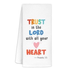 CIOJUNE Christian Decor Kitchen Towels, Trust in The Lord with All Your Heart Christian Scripture Decorative Hand Towels Dish Towels, Kids Bathroom Hand Towels, Kids Bathroom Decor, 16x24 Inches