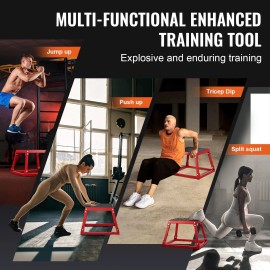 12 Inch Steel Plyometric Jump Box Anti-Slip Fitness Exercise Step Platform Agility Jumping Training ToolSize: Size 12 inch, color: Red Color