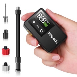 KEPEAK Mini Bike Pump, Bicycle Pump with Digital Pressure Gauge, Portable Bike Air Pump Tire Inflator with Presta and Schrader Valve for Road Bikes, Mountain Bikes, E-Bike, City Bicycle and Ball