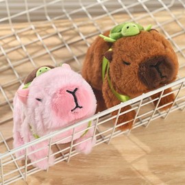 Simulation Electric Plush Capybara Doll Walk Make Sounds Electronic Pet Capybara Children's Toy  With Turtle bag - Color: beige with bag