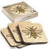 4 x Square Coasters - Manchester Bee Mosaic Pattern Cork