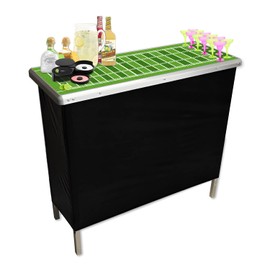 PARTYPONG Football Folding Portable Party Bar w/Black Skirt, Storage Shelf, and Carrying Bag - Single Set