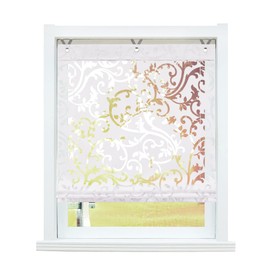 SCHOAL Roman Blind No Drilling Required Burnout Curtains Transparent Eyelet Roller Blind Curtains with Eyelets 1 Piece W x H 80 x 130 cm White