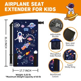 Kids Airplane Seat Extender Toddler Airplane Bed Toddler Airplane Travel Essentials Kids Airplane Seat Extender Travel Bed Portable Toddler Travel Plane Bed for Kids Baby Aged 4 or below (Cosmic Blue)