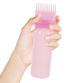FRCOLOR Root Oil Applicator 3pcs Hair Dye Brush Bottle Root Comb Applicator Bottles Salon Hair Coloring Dyeing Shampoo Applicator Bottle for Home Salon(pink)
