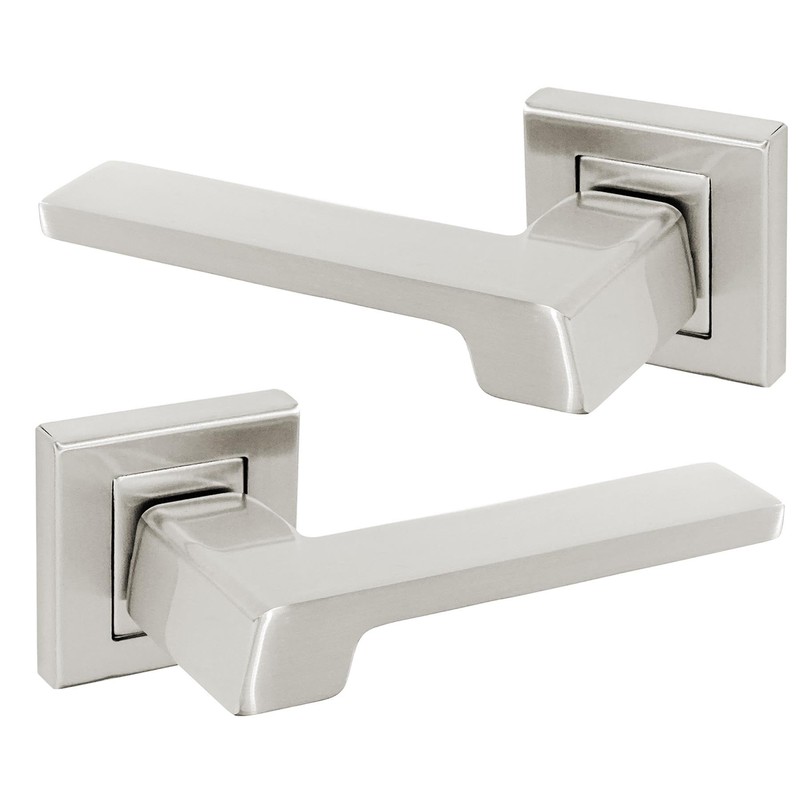 Decoranddecor Brushed Chrome Door Handles & Latch Kit Lever On