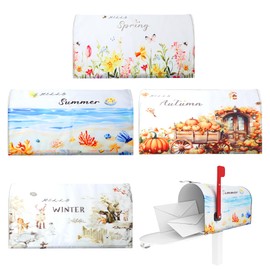 Mailbox Covers - 4 Pcs Mailbox Covers Magnetic Standard Size 18 x 21 Inch Hello Spring Summer Autumn Winter Magnetic Wraps for Holiday Christmas Garden Yard Home Outdoor Decor