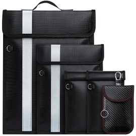 5 PACK Faraday Bags,Faraday Bags for Phones,Emp Bag for Rfid Signal Blocking,Faraday Bags Emp Proof With Handle,Fireproof & Waterproof Faraday Bag,RFID Key Fob Protector