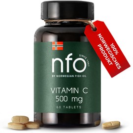NFO Vitamin C 500 mg [60 Tablets] Norwegian Natural Complex, High Dose Vitamin C with Quercetin from Natural Sources with Double Antioxidant Effect, for Children from 14 Years and Adults