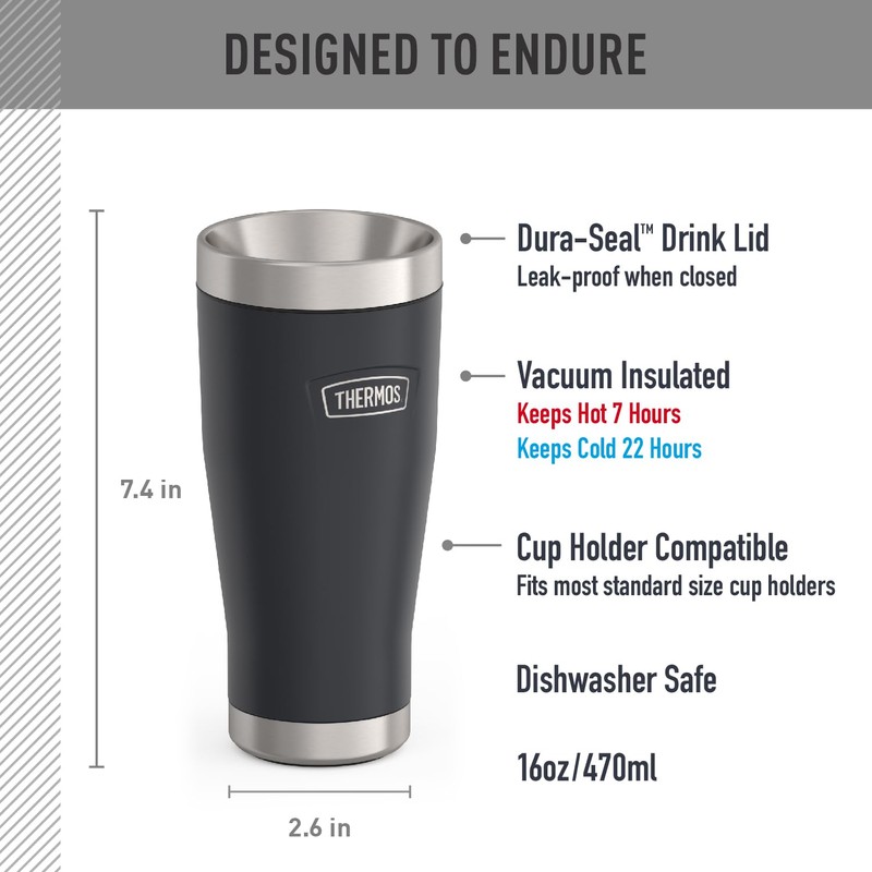 THERMOS ICON SERIES, Stainless Steel Tumbler, Granite, 16 oz