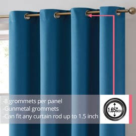HLC.ME Laurance Complete Blackout Curtains 72 Inches Long - Room Darkening Thermal Insulated Grommet Top Panels Window Curtains Blackout Drapes for Bedroom, Set of 2 (Sapphire Teal Blue, 52 W x 72 L)