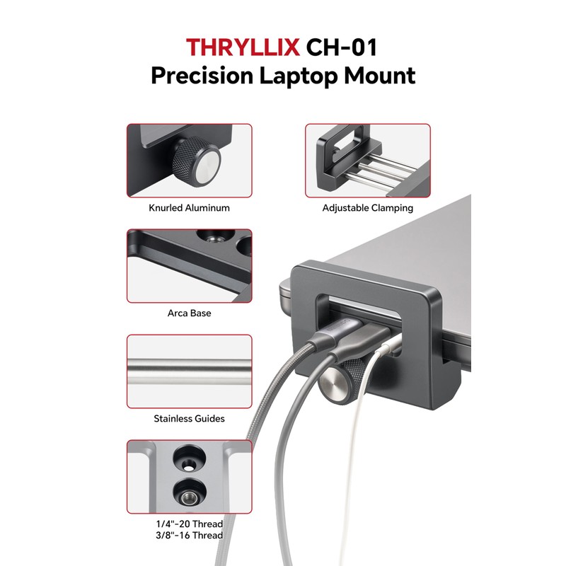CH-01 Laptop Tripod Mount, Adjustable Laptop Holder with Arca Swiss