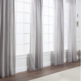 Chanasya Premium 2-Panel Soft Textured Semi Sheer Curtains for Window Living Room Bedroom Kitchen Office - Natural Light Filtering Privacy Window Treatment Drapes - 52 x 96 Inches Long - Silver