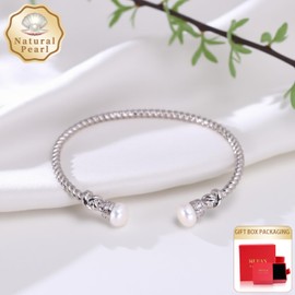 MUFANYOYO Natural Pearl Bracelet AAA+ Quality, Ideal for Weddings, Great for Anniversaries/Birthdays/Parties, with Multiple Beautiful Styles | Gift Box (18K gold plated)