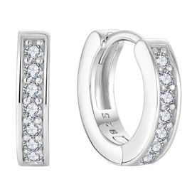 YL Small Hoop Earrings for Women Sterling Silver Huggie Earrings Cubic Zirconia 12mm Round Hoop Jewelry