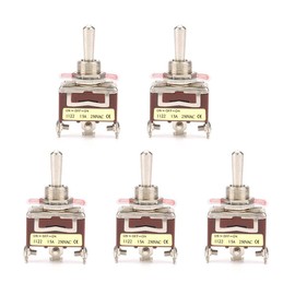 5Pcs Toggle Switches ON-Off-ON 3 Position Toggle Switch 3 Pin 12mm 15A 250VAC