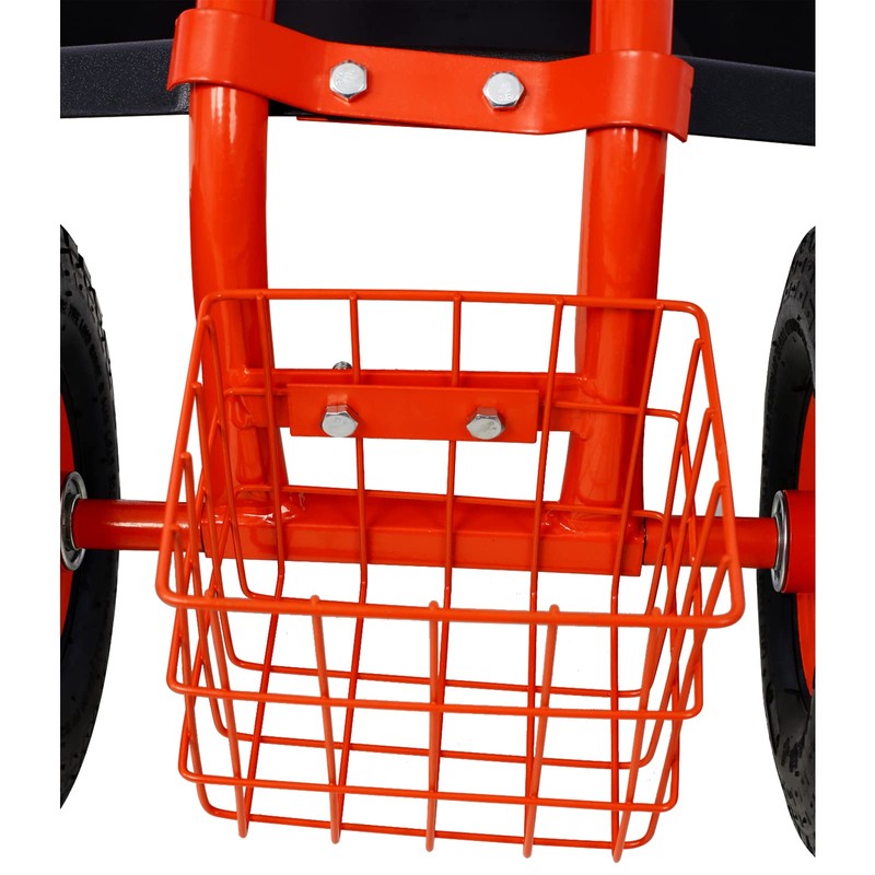 Rolling Garden Cart Seat with Wheels and Tool Tray, Garden