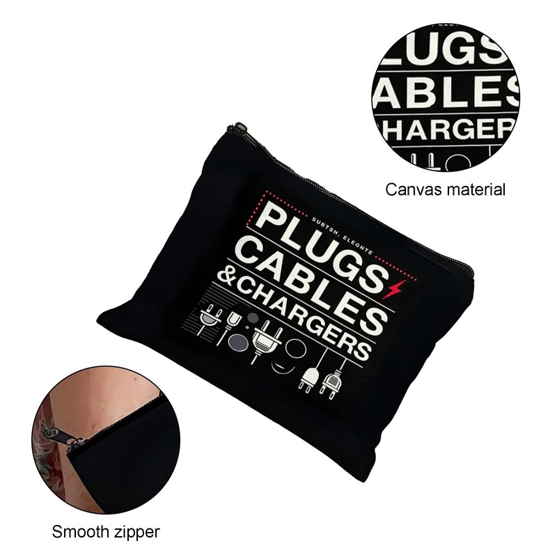 Travel Charger Cable Organizer Bag with Zipper for Men Women