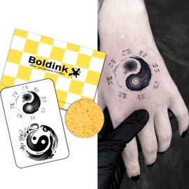 Temporary Tattoos, semi permanent tattoos, 15-day long lasting tattoo sticker, waterproof and anti-reflective, unique design(Yin - Yang Symbols)