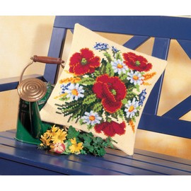Vervaco Cross Stitch Cushion Kit Flowers 16" x 16"