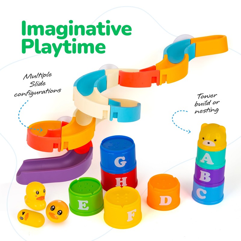 Slideway and Stacking Cups Bath Toy Set