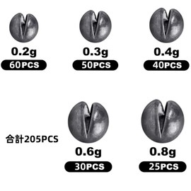 205pcs Fishing Weights with Split Shot Sinkers 5 Sizes Stream Fishing Gear with Storage Case