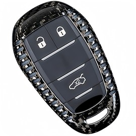 M.JVisun Genuine Carbon Fibre Cover Case Key Shell for Alfa Romeo Giulia Stelvio 4C Spider 2017-2023 Car Key Fob - Black
