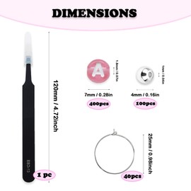 ROWUJSY 40 Sets DIY Wine Glass Charms, Including 400 Letter Beads 40 Wine Charm Rings for Stem Glasses, DIY Drink Identifier Charms Glass Markers Tags for Party Decor Wedding Bachelorette (Circle)