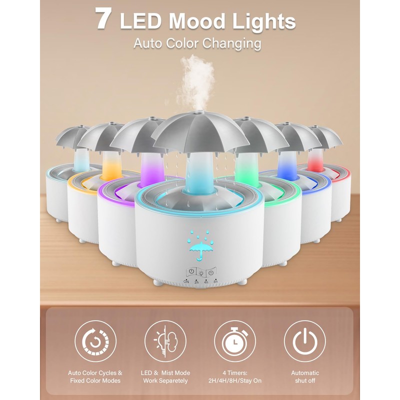Rotatable Umbrella Humidifiers for Bedroom & Essential Oil Diffuser with
