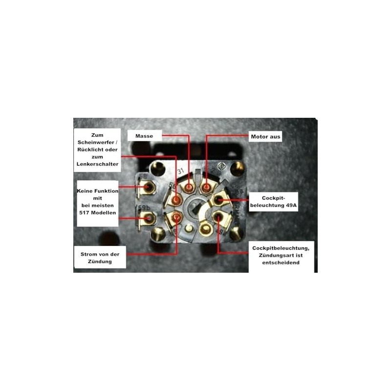 8 Pin Ignition Switch Fits Zündapp, Hercules, Kreidler & Puch